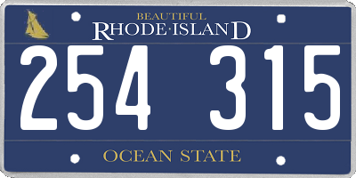 RI license plate 254315