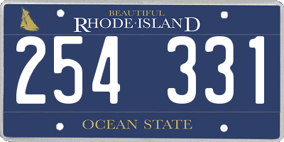 RI license plate 254331