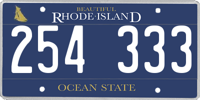 RI license plate 254333