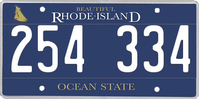 RI license plate 254334