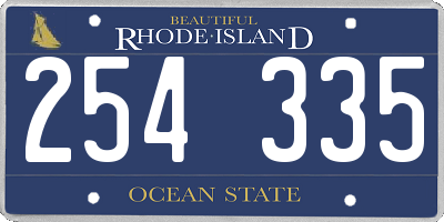 RI license plate 254335