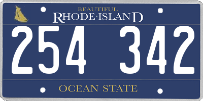 RI license plate 254342