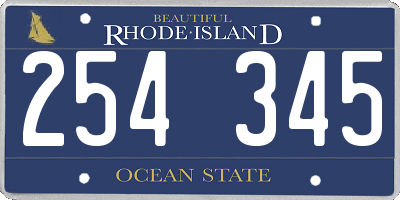 RI license plate 254345