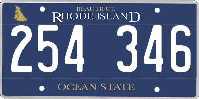 RI license plate 254346