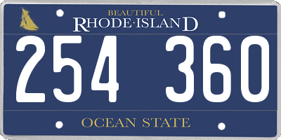 RI license plate 254360