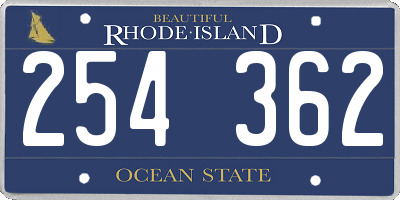 RI license plate 254362