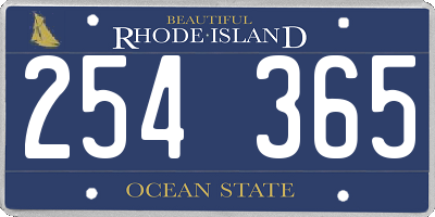 RI license plate 254365