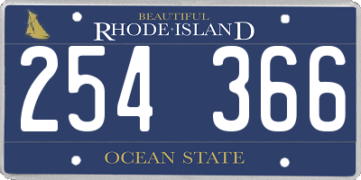 RI license plate 254366
