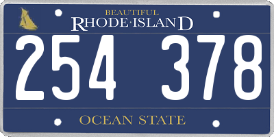 RI license plate 254378