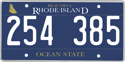 RI license plate 254385
