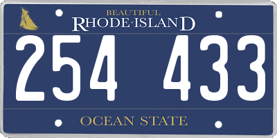 RI license plate 254433