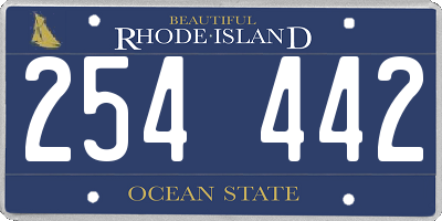 RI license plate 254442