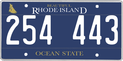 RI license plate 254443