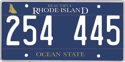 RI license plate 254445