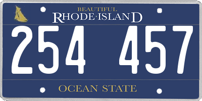 RI license plate 254457