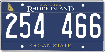 RI license plate 254466