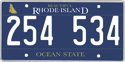 RI license plate 254534