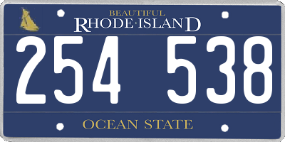 RI license plate 254538