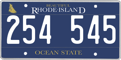 RI license plate 254545