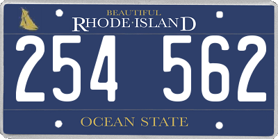 RI license plate 254562