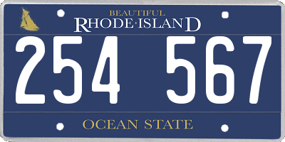 RI license plate 254567