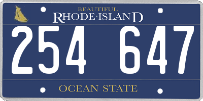 RI license plate 254647