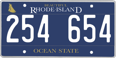 RI license plate 254654