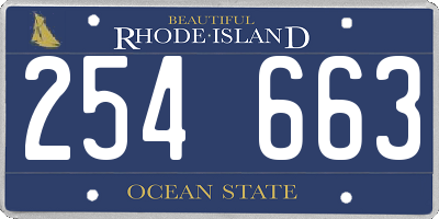 RI license plate 254663
