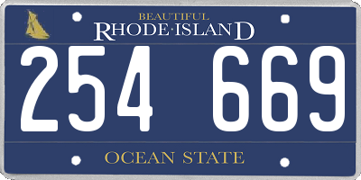 RI license plate 254669