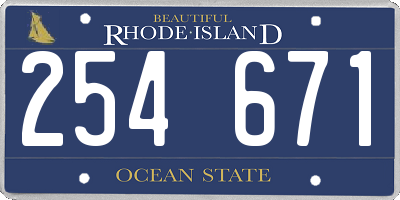 RI license plate 254671