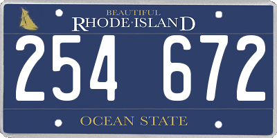 RI license plate 254672