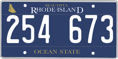 RI license plate 254673