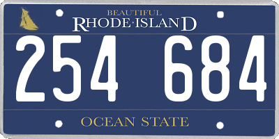 RI license plate 254684