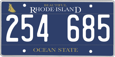 RI license plate 254685