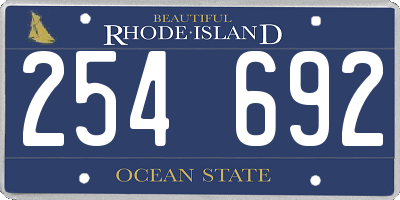 RI license plate 254692