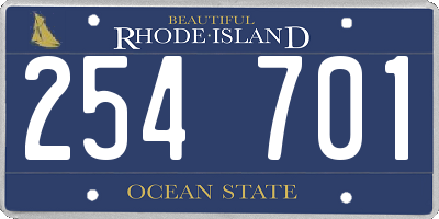 RI license plate 254701