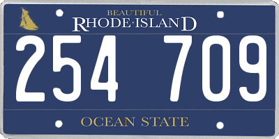 RI license plate 254709