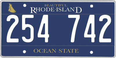RI license plate 254742