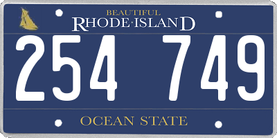 RI license plate 254749