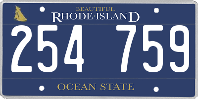 RI license plate 254759