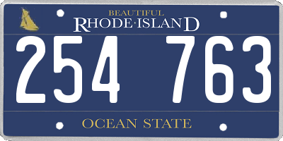 RI license plate 254763
