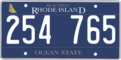 RI license plate 254765