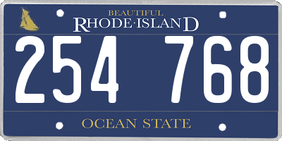 RI license plate 254768