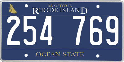 RI license plate 254769