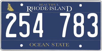 RI license plate 254783