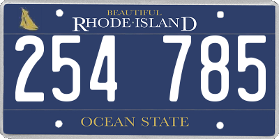 RI license plate 254785