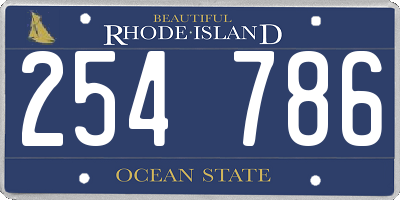 RI license plate 254786