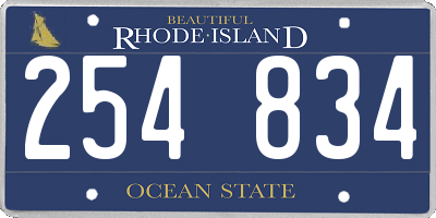 RI license plate 254834