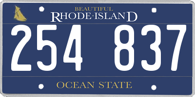 RI license plate 254837