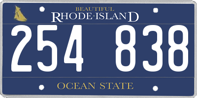 RI license plate 254838